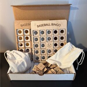 Baseball Bingo Family Game Set - Natural Wood